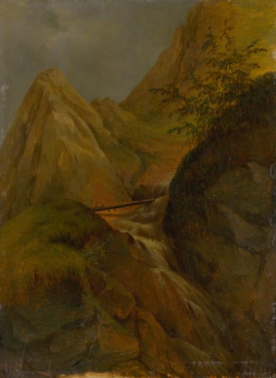 Berglandschaft mit Wasserfall von Jozef Božetech Klemens